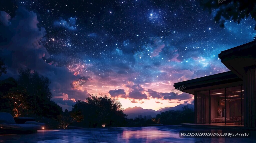 湖畔星空下的静谧小屋