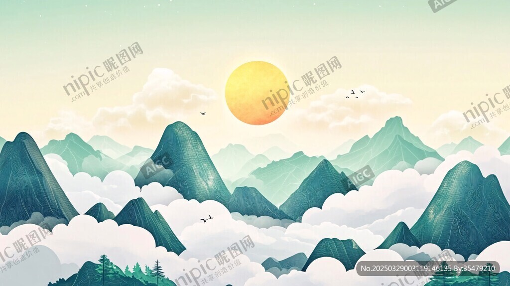 山间日出云海壮美景观