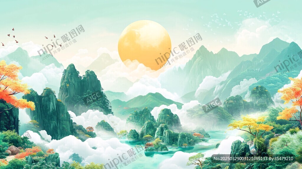 壮丽山水间的绝美日出