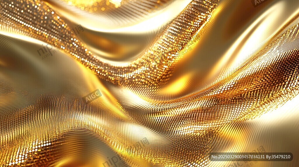 金色流动质感金属丝画面