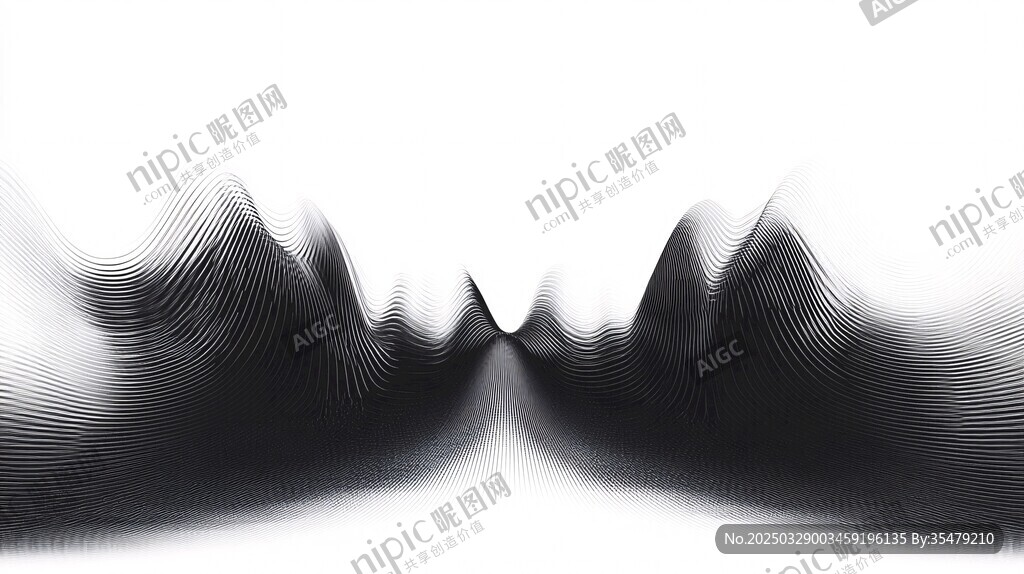 黑白动感线条抽象艺术图