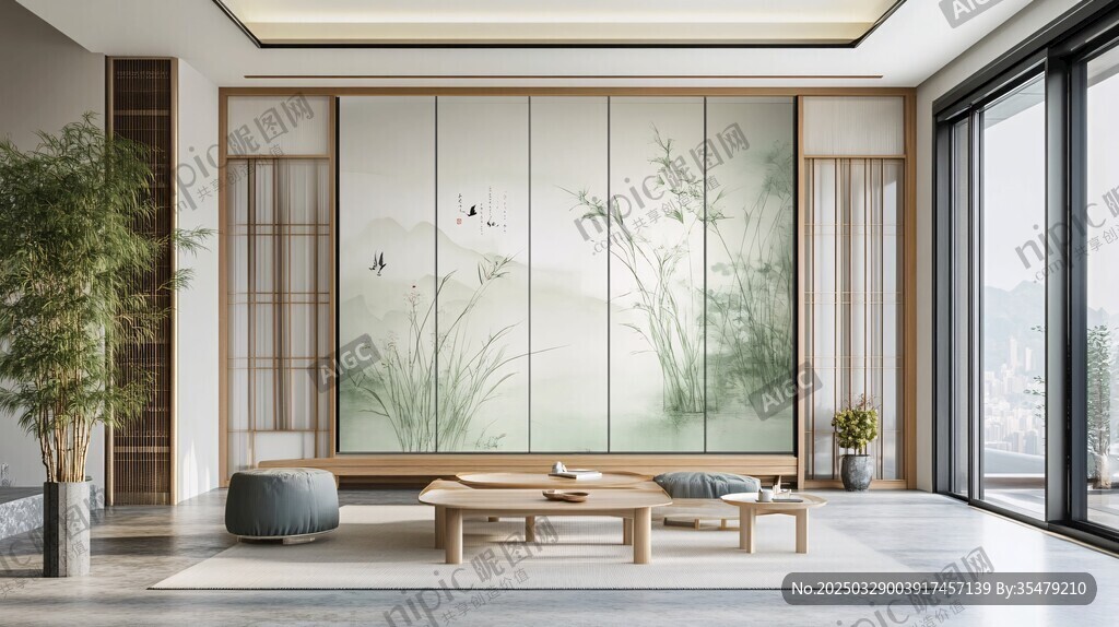 中式雅致客厅之诗意屏风