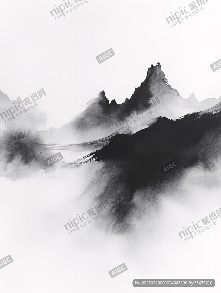 水墨写意山水意境图