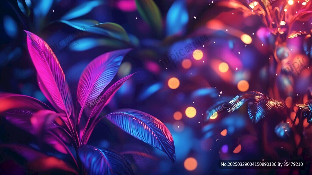 梦幻霓虹下的斑斓植物世界