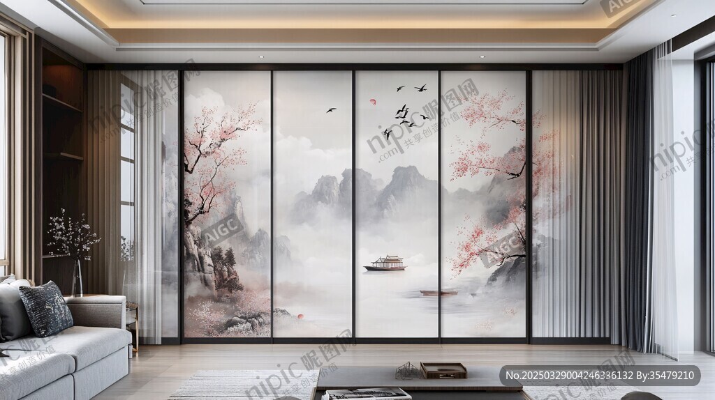 中式水墨风客厅隔断美景
