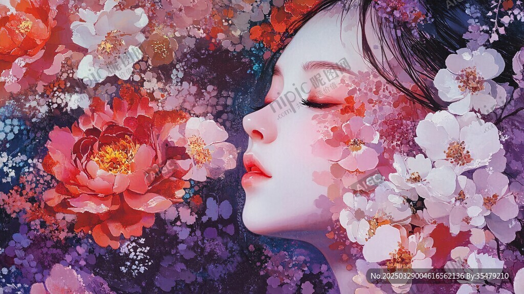 花中少女的梦幻容颜