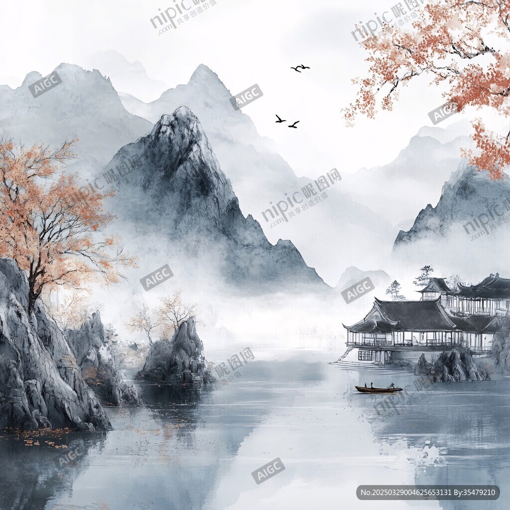 水墨山水间的诗意景致