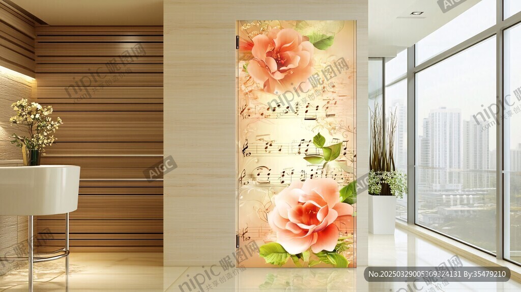 花卉音符风玄关装饰画