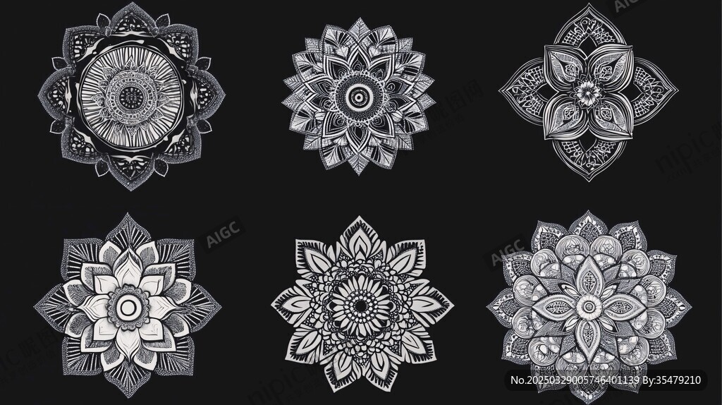精美曼陀罗花纹图案集合