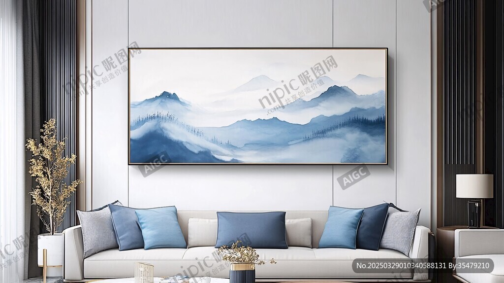 中式客厅的山水装饰画
