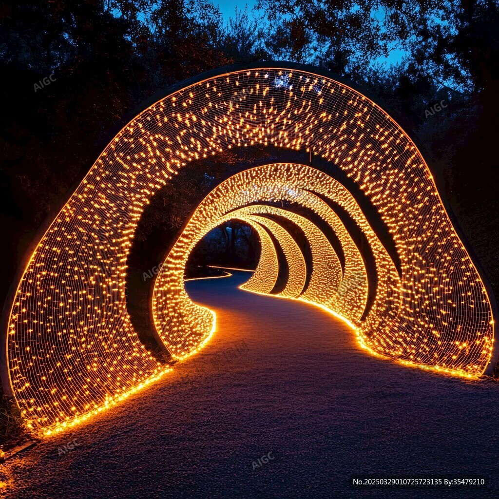 梦幻灯光隧道夜景景观