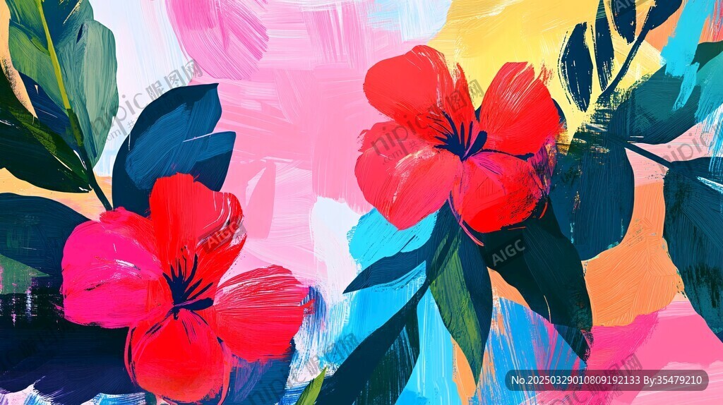 绚丽花卉抽象画