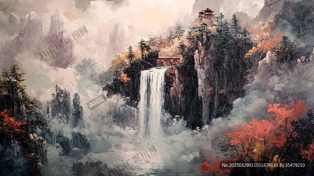 秋韵山水间的壮美瀑布
