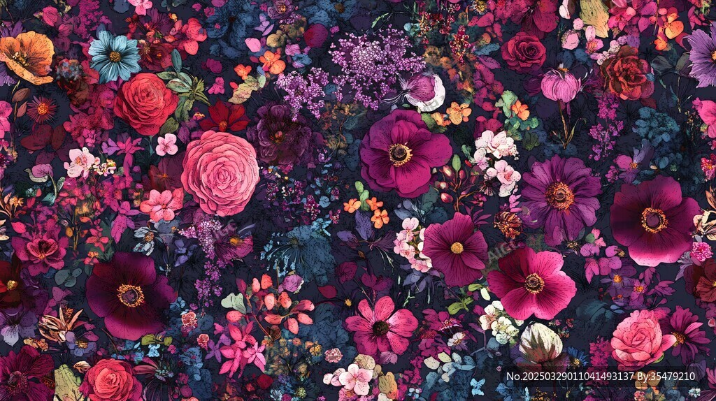 繁花锦簇梦幻花卉图案