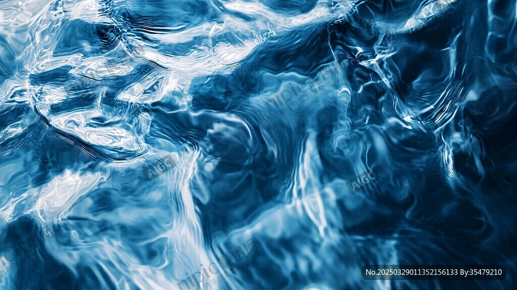 蓝色水波纹理特写