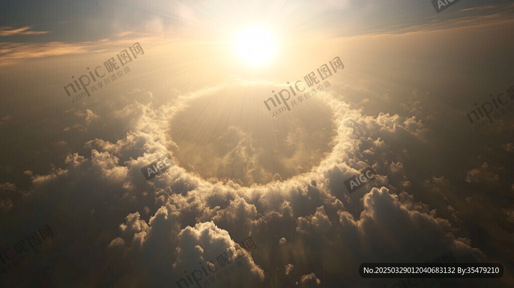 空中壮丽日出云环景观