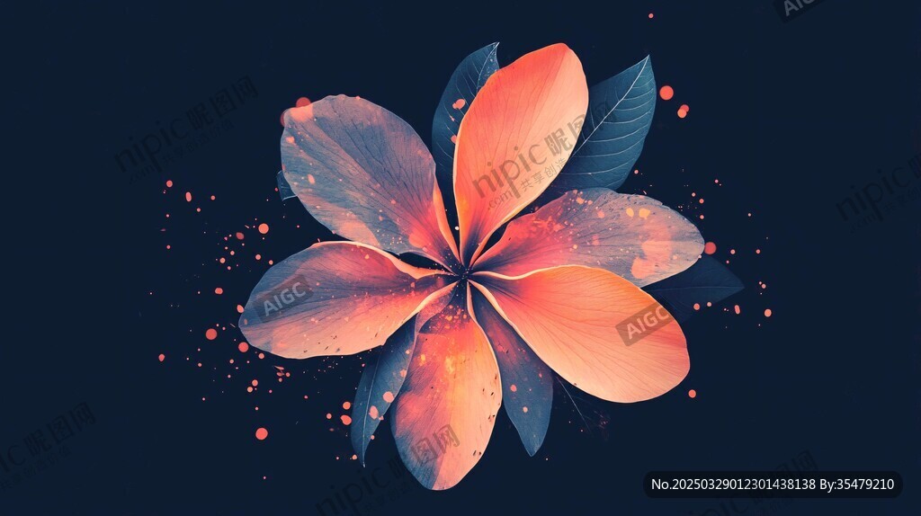 梦幻渐变花朵插画背景