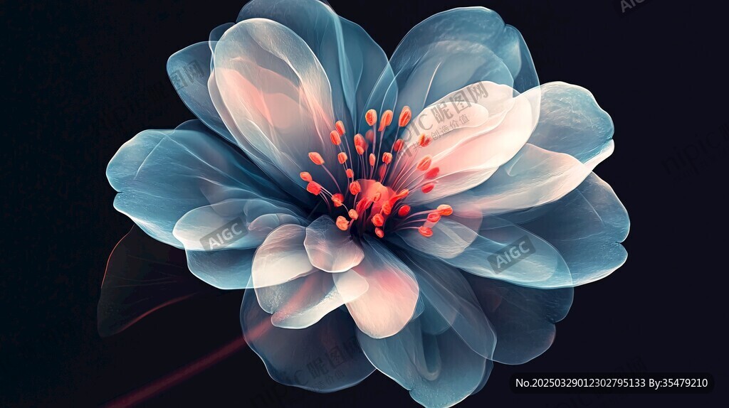 梦幻透明花朵绽放