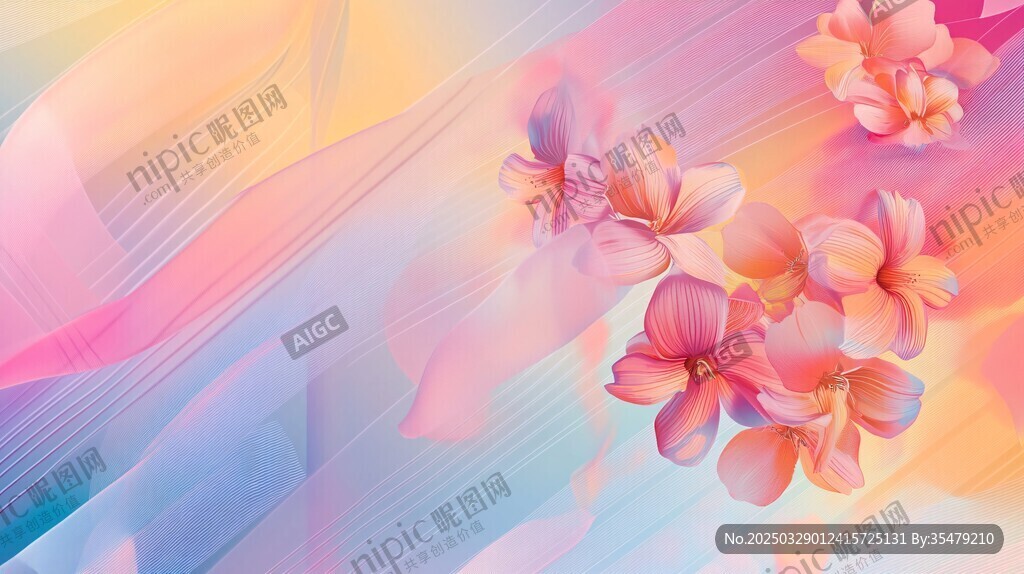 梦幻花卉渐变背景图