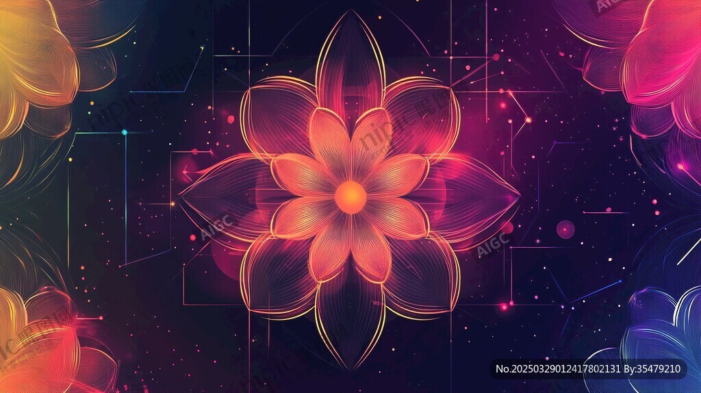 梦幻炫彩花朵科技背景图