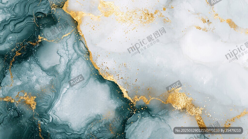 蓝金大理石纹理背景图
