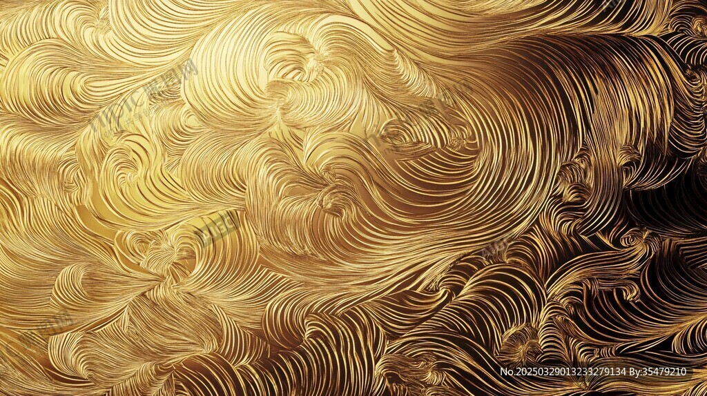金色流动纹理艺术背景图
