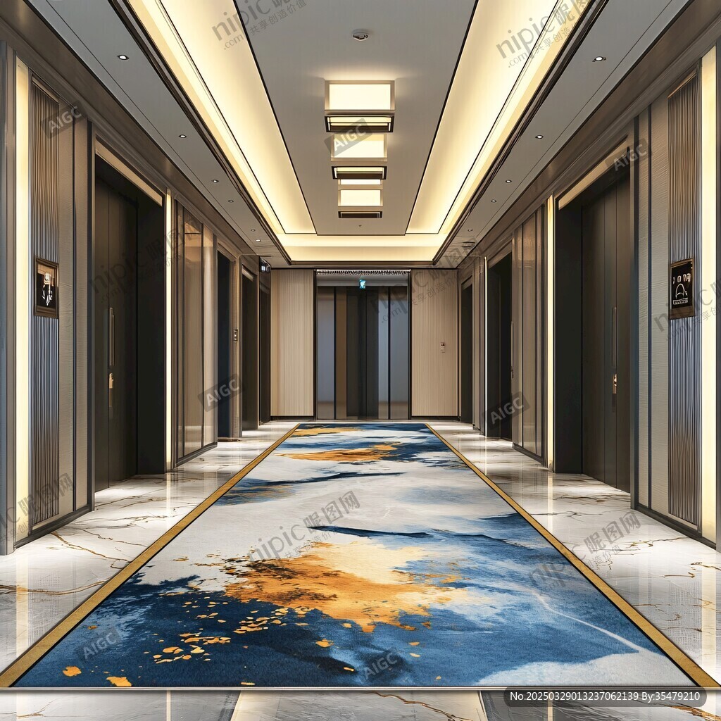 现代豪华电梯间走廊地毯