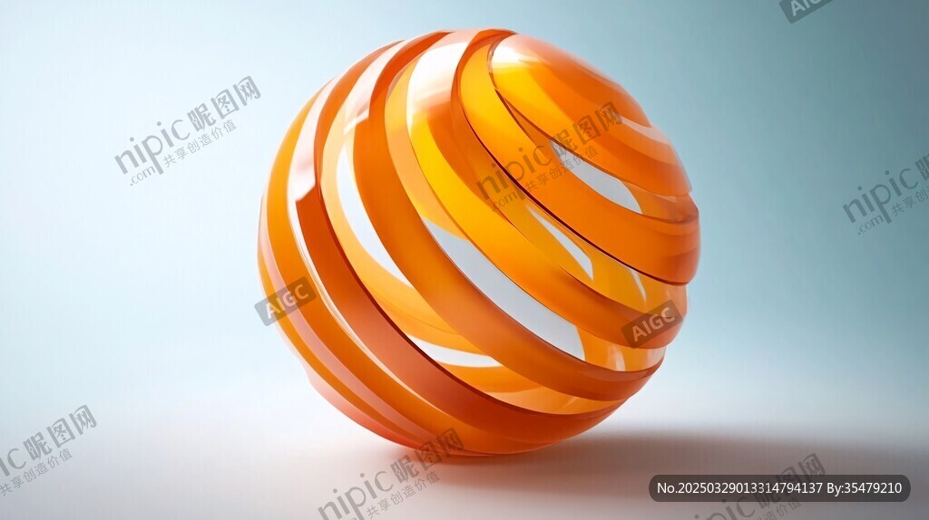 橙色螺旋球体创意3D模型