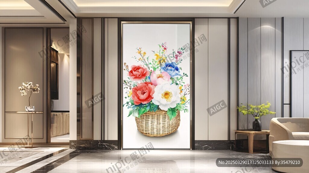 客厅花卉壁画装饰之美