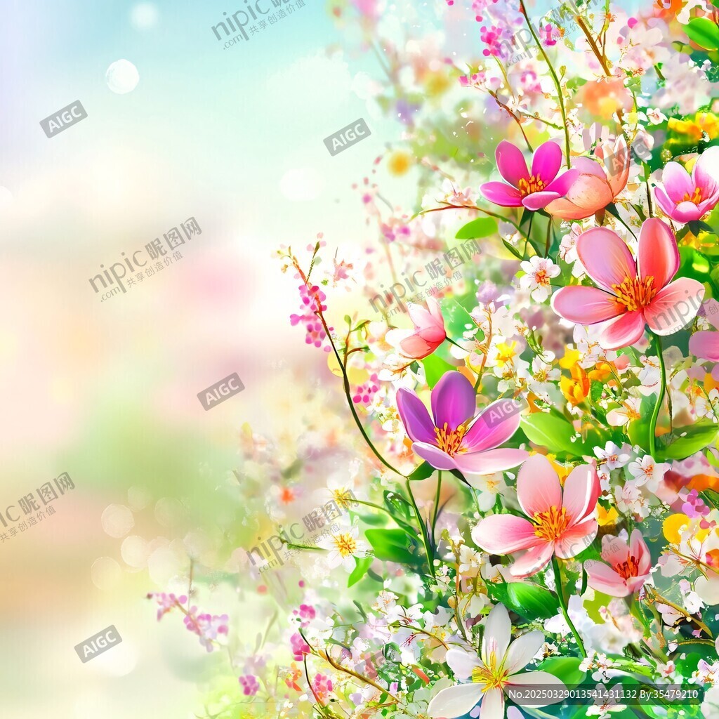 春日繁花烂漫的梦幻景致