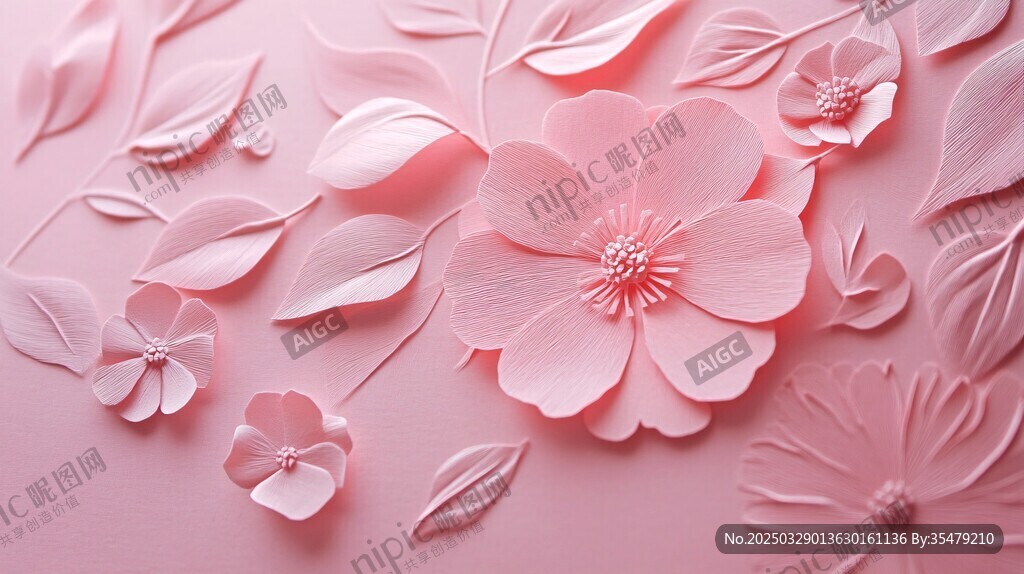 粉色纸艺花卉精致纹理