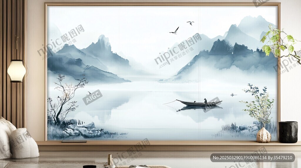 中式山水挂画 营造宁静氛围