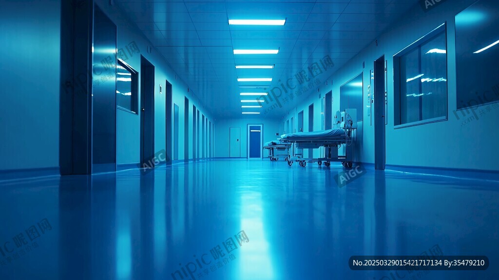 未来感医院走廊科技场景
