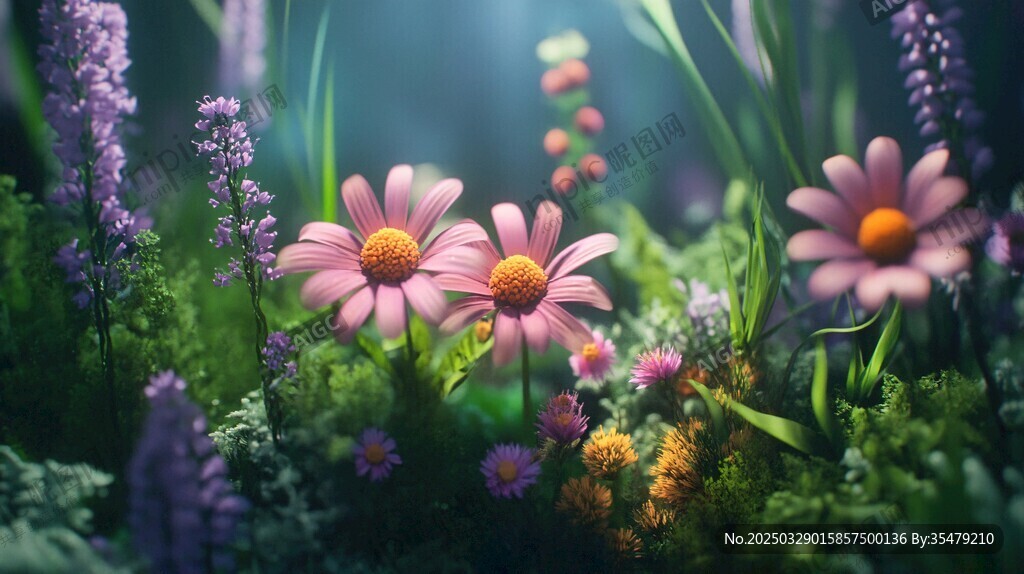梦幻花丛中的美丽花卉