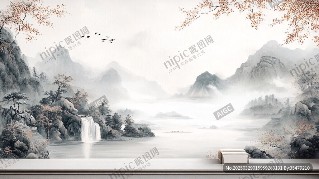 水墨山水间的静谧之景