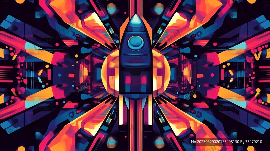 炫彩科幻火箭未来空间