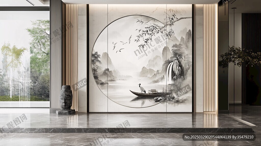 中式水墨风玄关装饰画