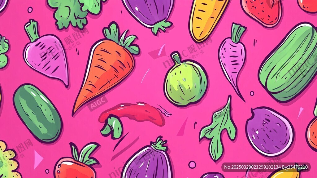 缤纷卡通蔬菜无缝图案