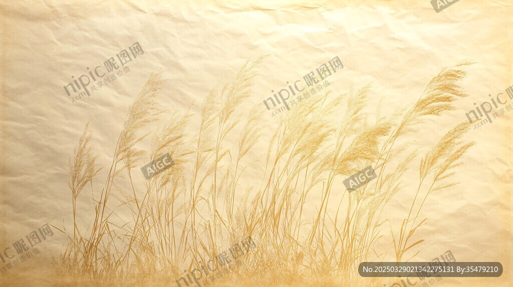 复古风摇曳芦苇艺术画面