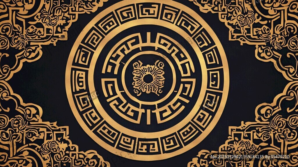 中式黑金古典花纹图案