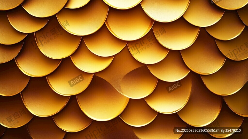 金色鱼鳞状金属质感图案