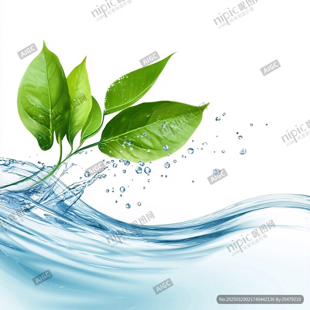 绿叶溅水 清新自然景象