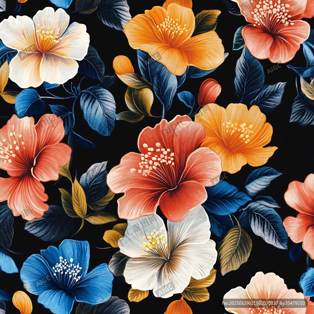 绚丽多彩花卉图案设计