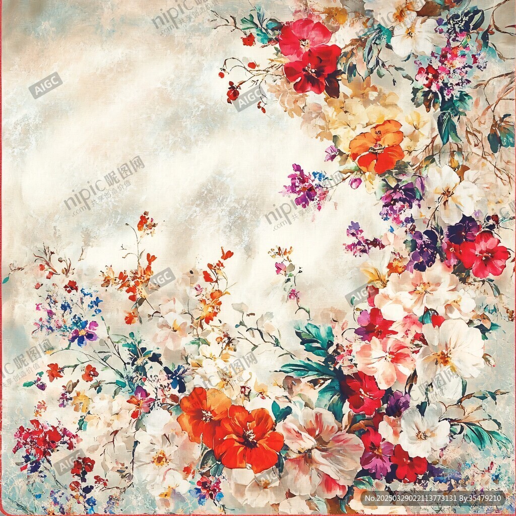 复古花卉图案精美装饰画
