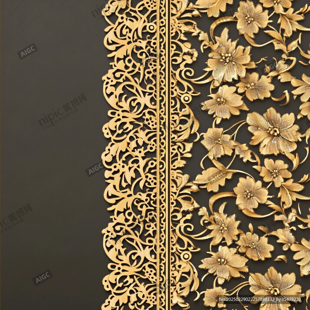金色花卉雕花装饰图案
