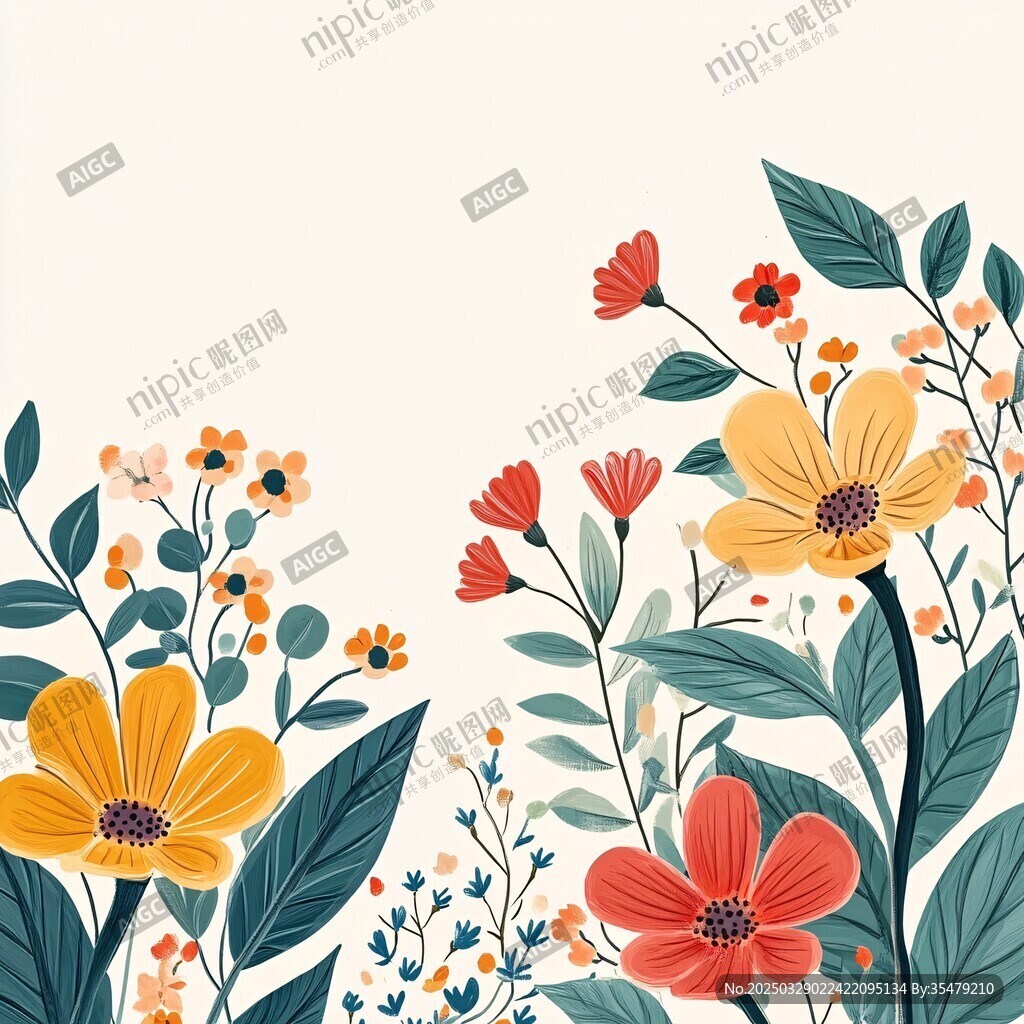 手绘花卉边框图案设计