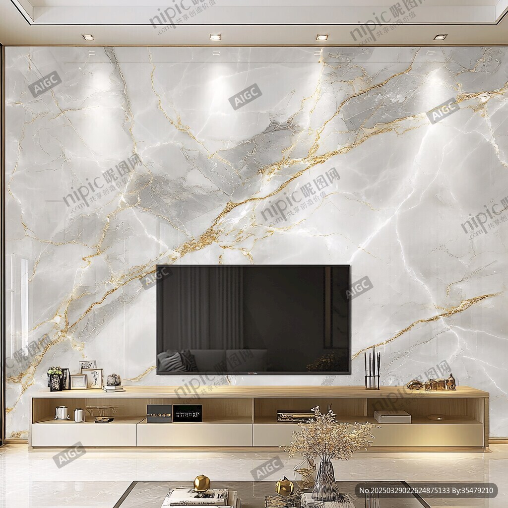 奢华大理石电视背景墙设计