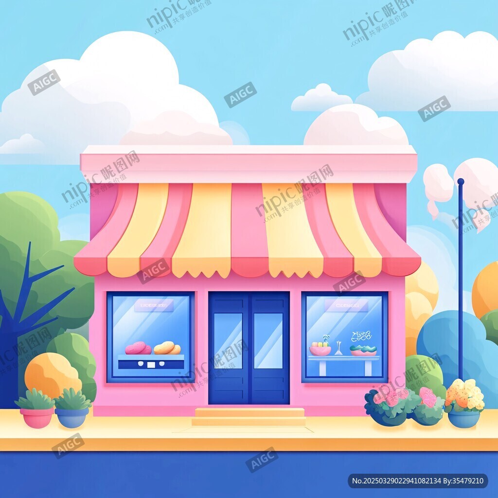 粉色可爱风街边甜品小店