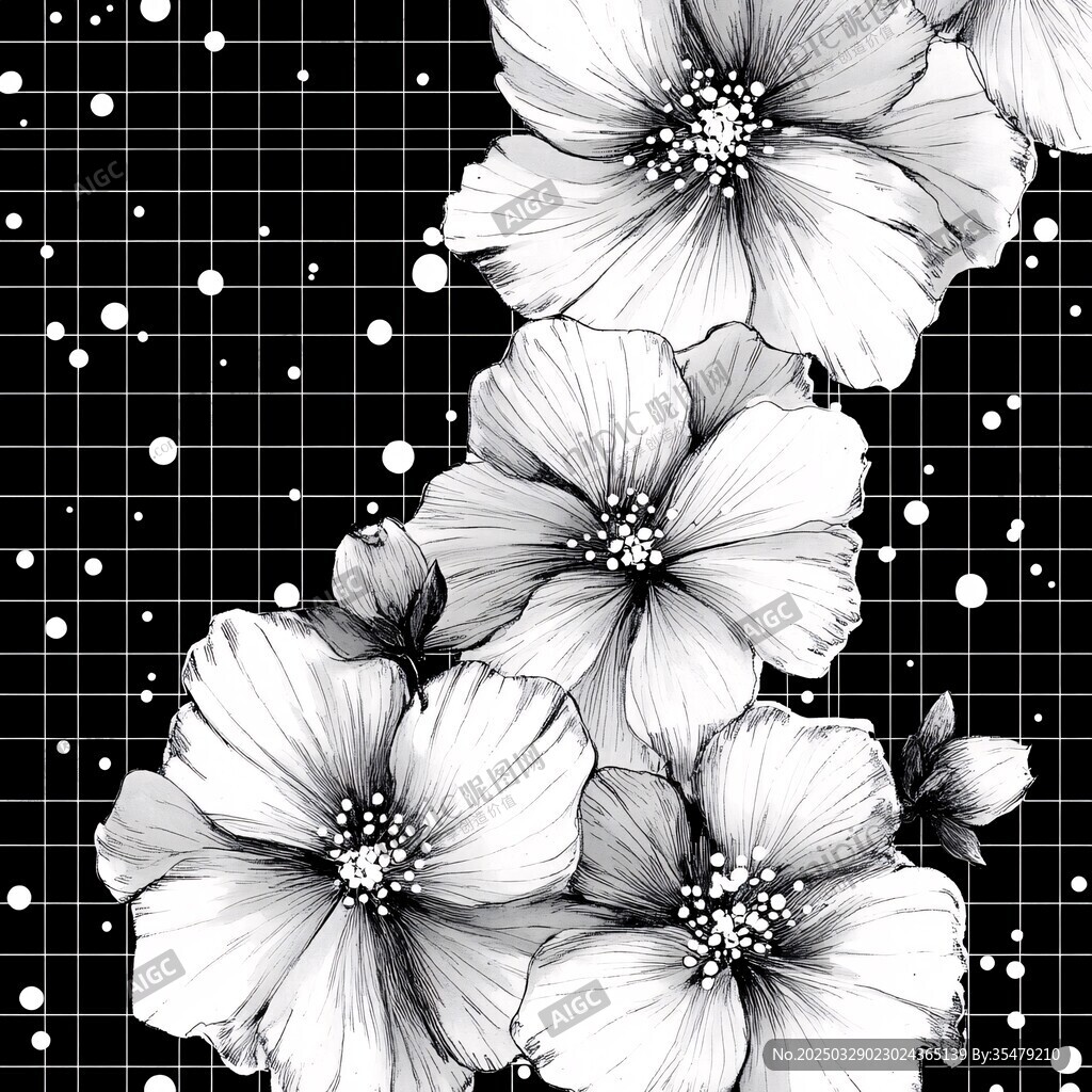 黑白花卉图案背景设计