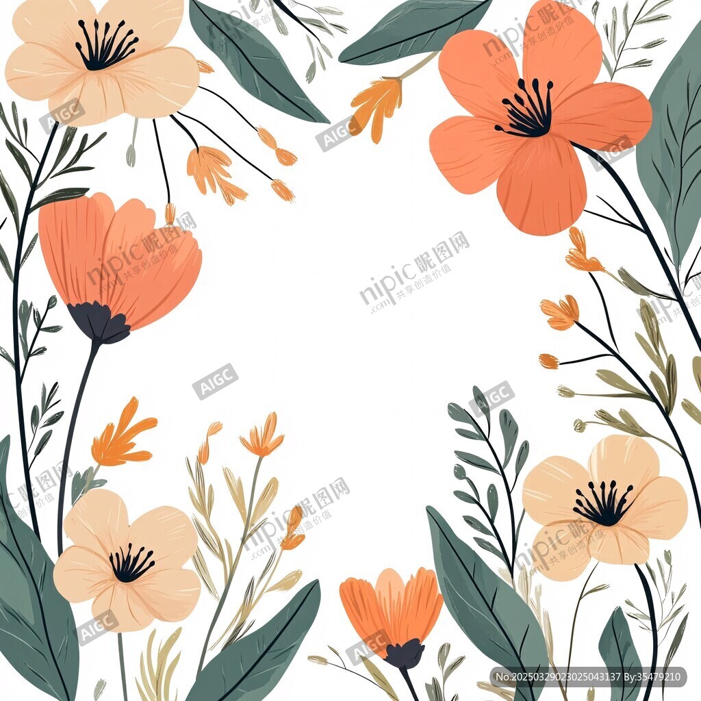 花卉边框插画